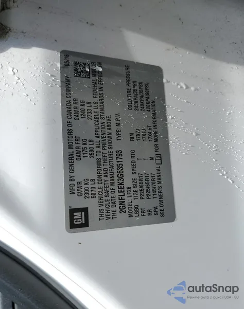 2016 Chevrolet Equinox Ls from USA, damaged, VIN 2GNFLEEK3G6351793